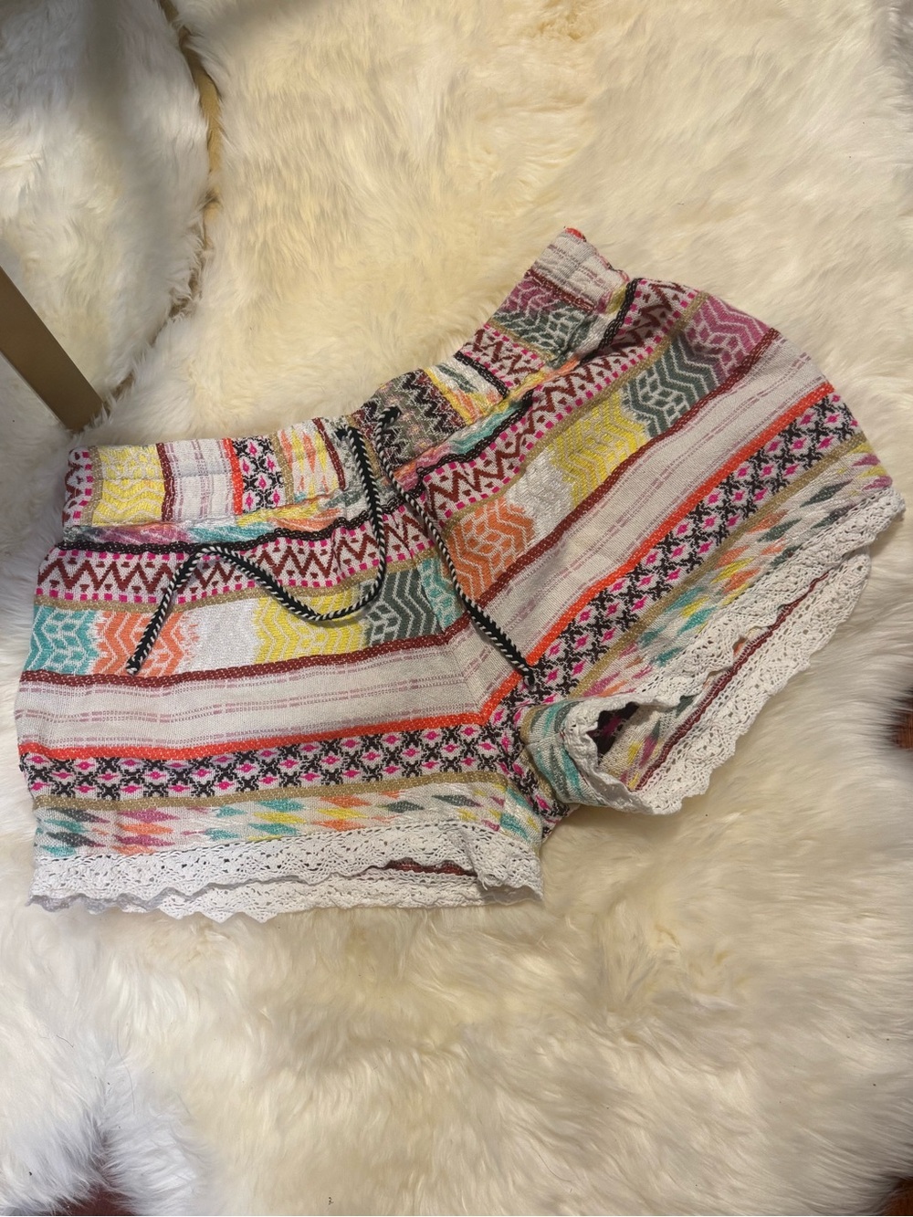 RD Style Multicolor Tribal Lace-Trim Women's Shorts
